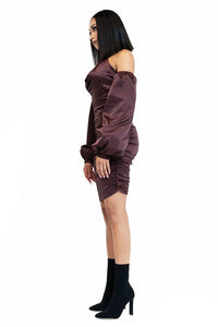 Off Shoulder Satin Dress