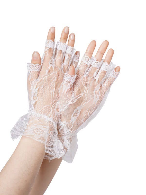 White Lace Fingerless Gloves