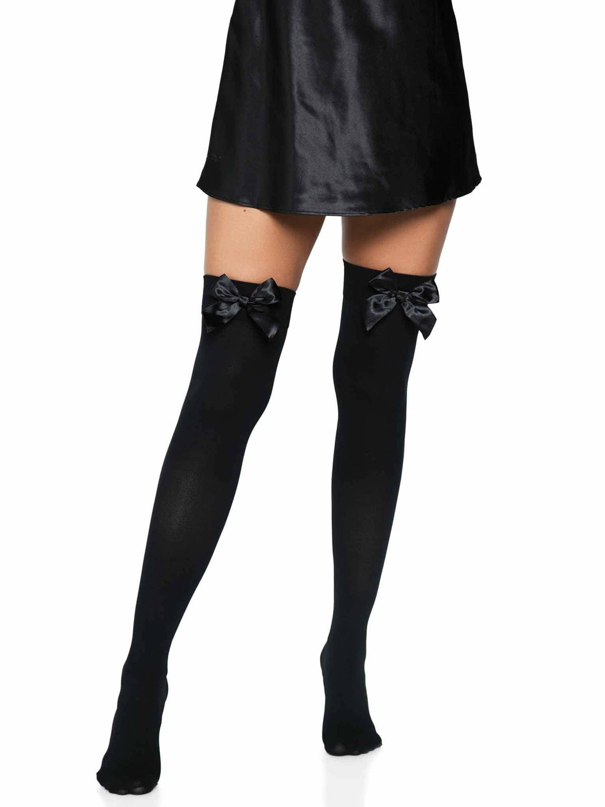 Kay Opaque Thigh Highs: White/Light Blue / One Size