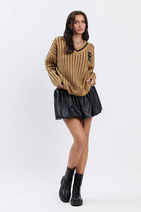 Pleather mini balloon skort w/ drawstring