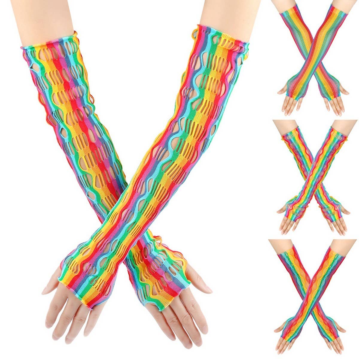 RAINBOW FISHNET GLOVES PARTIES