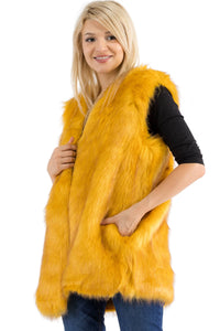 Satin Lined Shaggy Faux Fur Vest