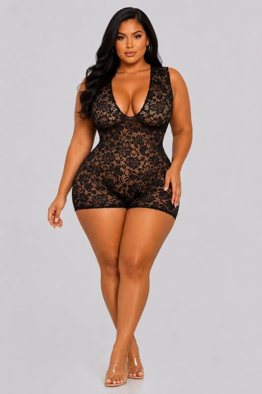 Plus Lace Romper