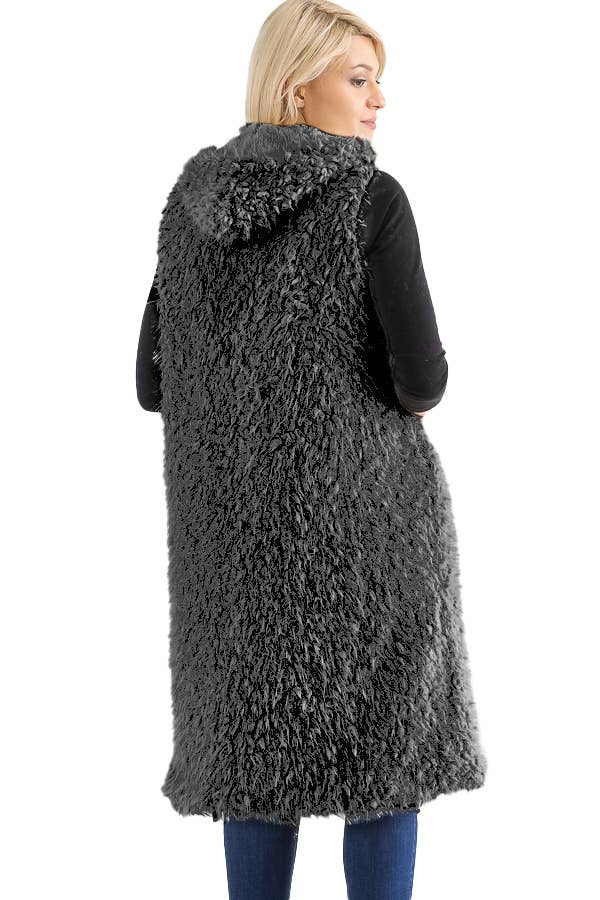 Hood Shaggy Long Vest