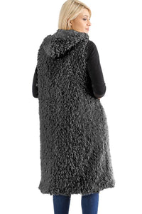 Hood Shaggy Long Vest
