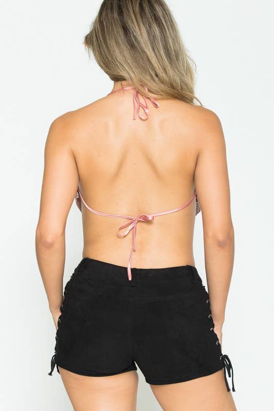 Crop Rhinestone Sexy Halter Bustier