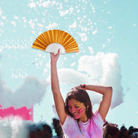 Glitter Orange Small Hand Fan (Clear Handle)