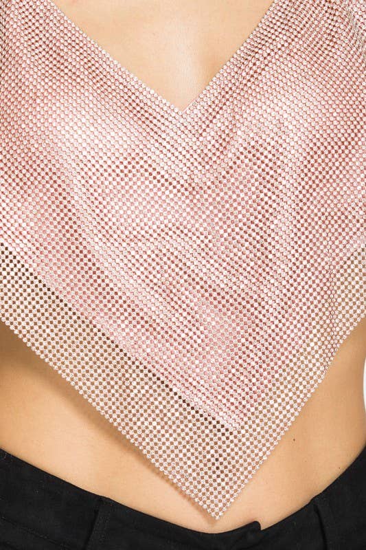 Crop Rhinestone Sexy Halter Bustier