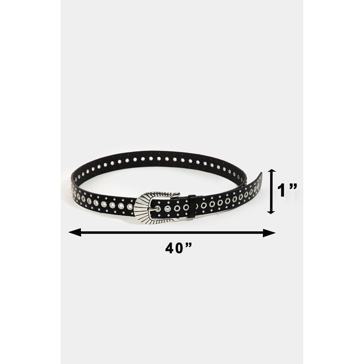 Metallic Stud And Grommet Vegan Leather Belt