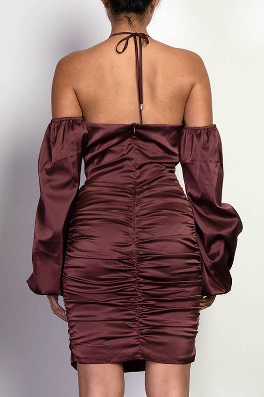 Off Shoulder Satin Dress