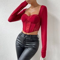 Long Sleeve Mesh Lace Top