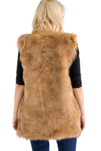Satin Lined Shaggy Faux Fur Vest