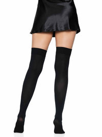 Kay Opaque Thigh Highs: White/Light Blue / One Size