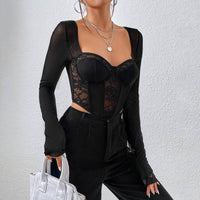 Long Sleeve Mesh Lace Top
