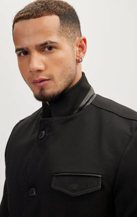 Men's Stand Collar Sport Coat - Black