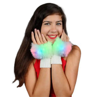 Faux Fur LED Fingerless Gloves