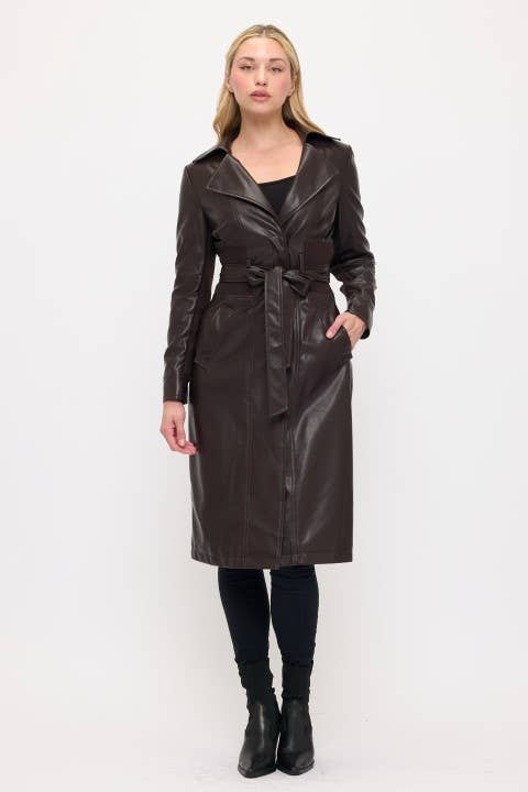Neo Luxe Leather Trench