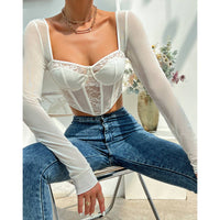 Long Sleeve Mesh Lace Top