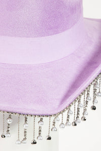 Pearl Rhinestone Fringe Trim Cowboy Hat