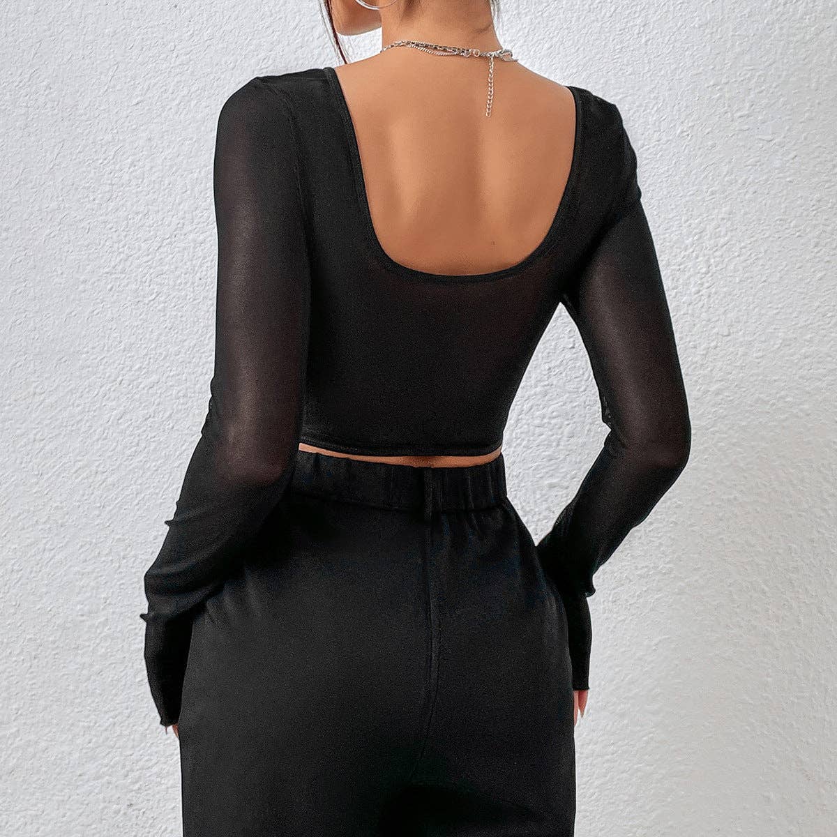 Long Sleeve Mesh Lace Top