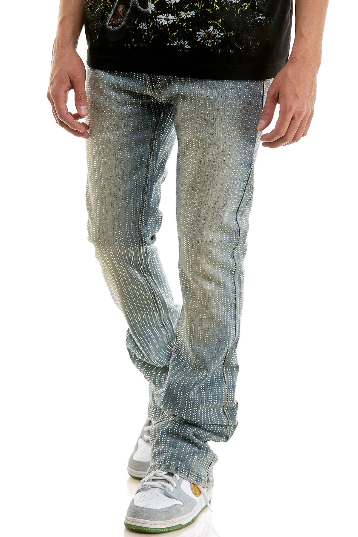 RHINESTONE FLARE JEANS