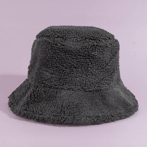 Solid Sherpa Teddy Fleece Bucket Hat