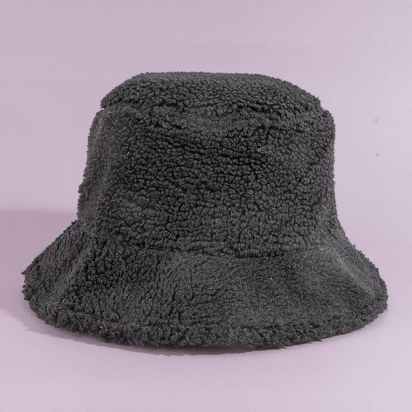 Solid Sherpa Teddy Fleece Bucket Hat
