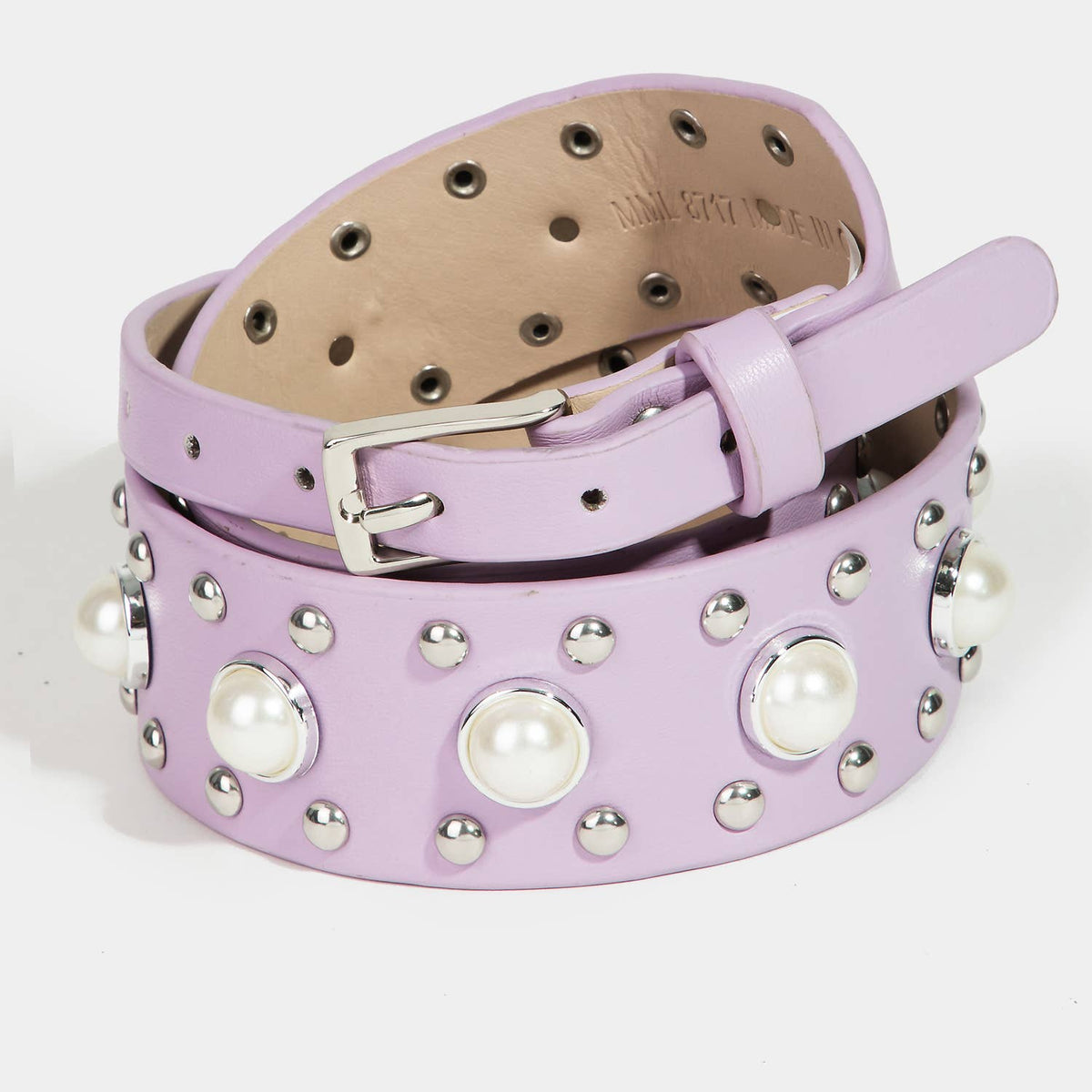 Pearly Studded Vegan Leather Belt