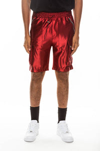Mens Satin Cargo Utility Shorts with Snap Button Pockets