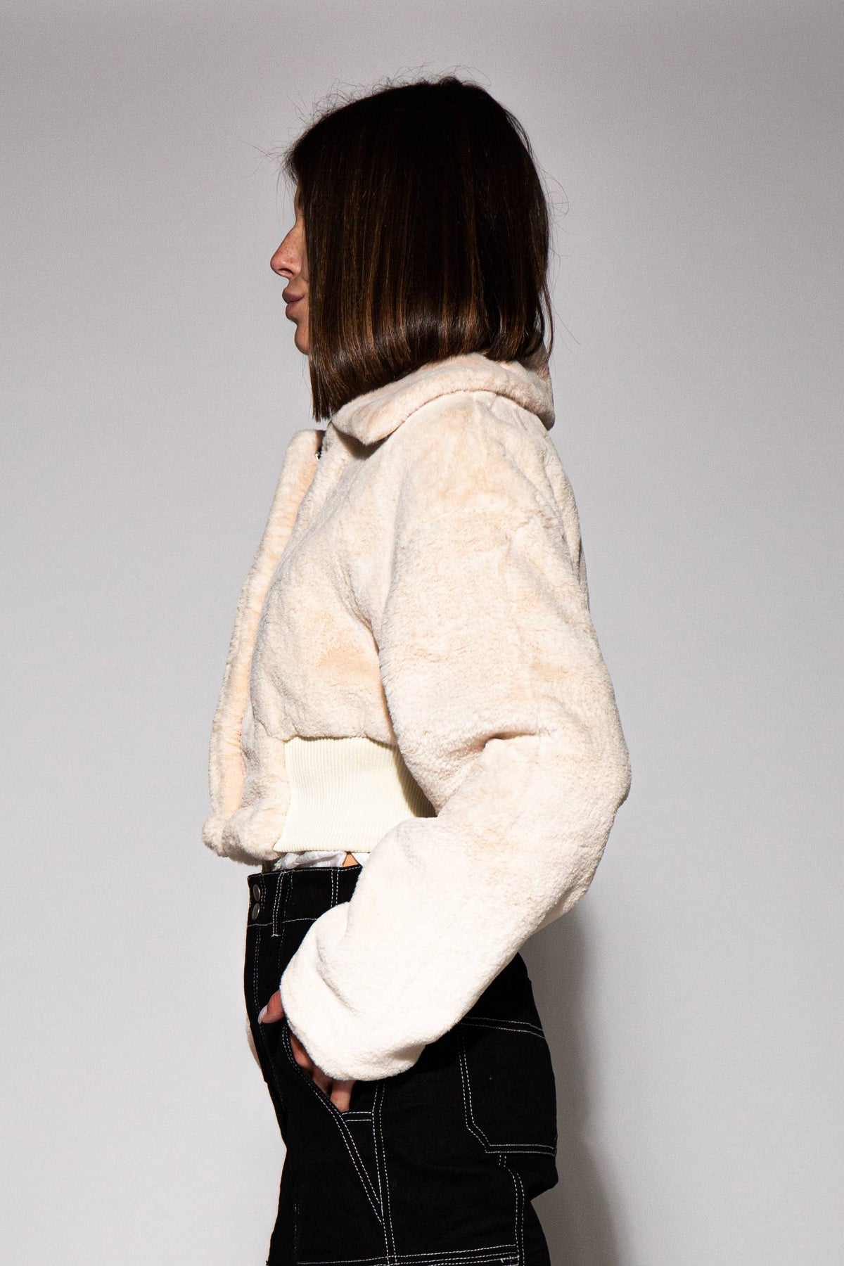 Fuzzy Faux Fur Crop Jacket