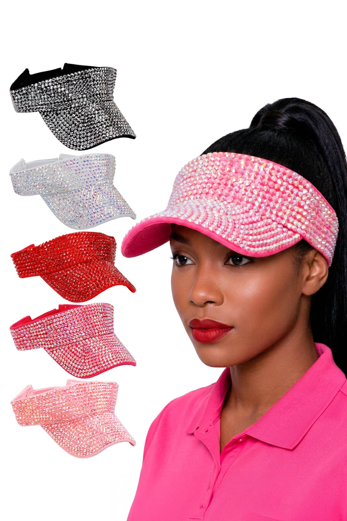 Rhinestone Velcro Back Visor