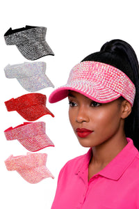 Rhinestone Velcro Back Visor