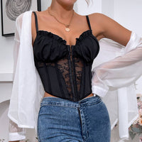 Lace Pleated Backless Bustier