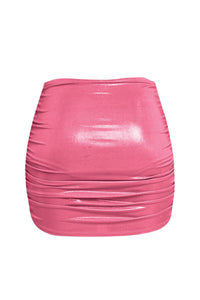 Slinky foiled ruched skirt with shorts under