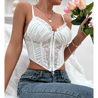 Lace Pleated Backless Bustier