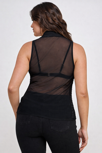Collared Mesh Top