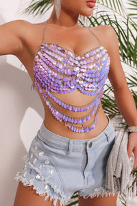 COLORFUL SHELL SEQUIN TOP