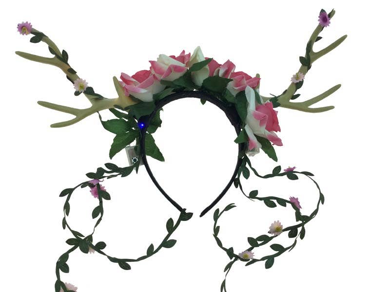 White Floral Antlers Headband