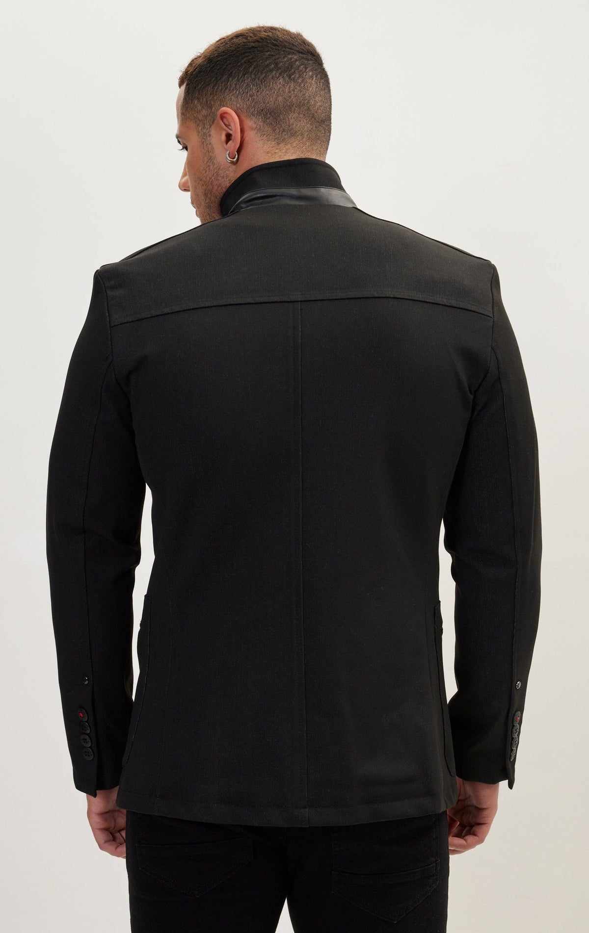 Men's Stand Collar Sport Coat - Black
