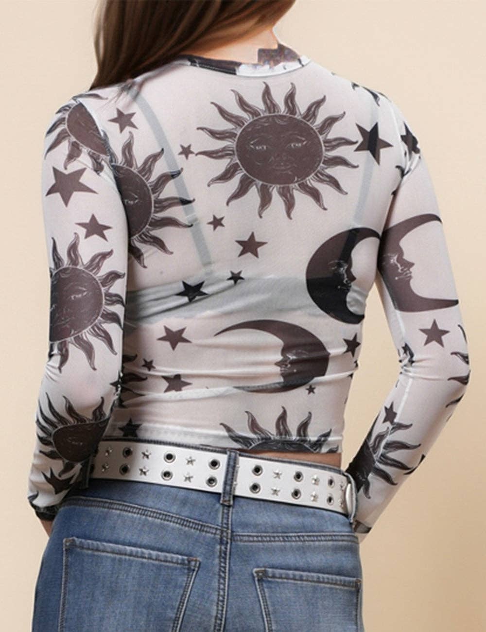 Moon Sun Star Mesh Top