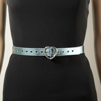 Heart Buckle Heart Punched Metallic Belt
