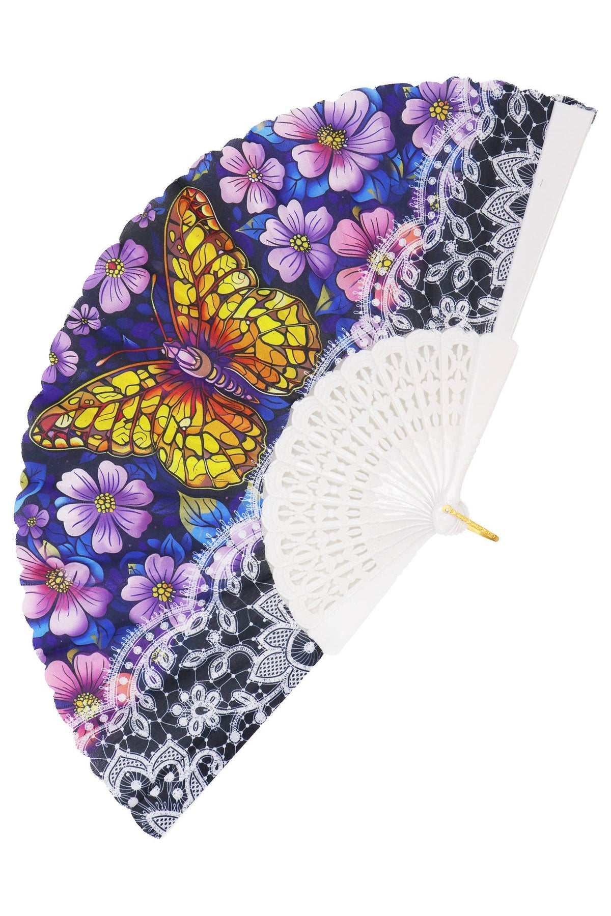 Butterfly Daisy Floral Handheld Folding Fan