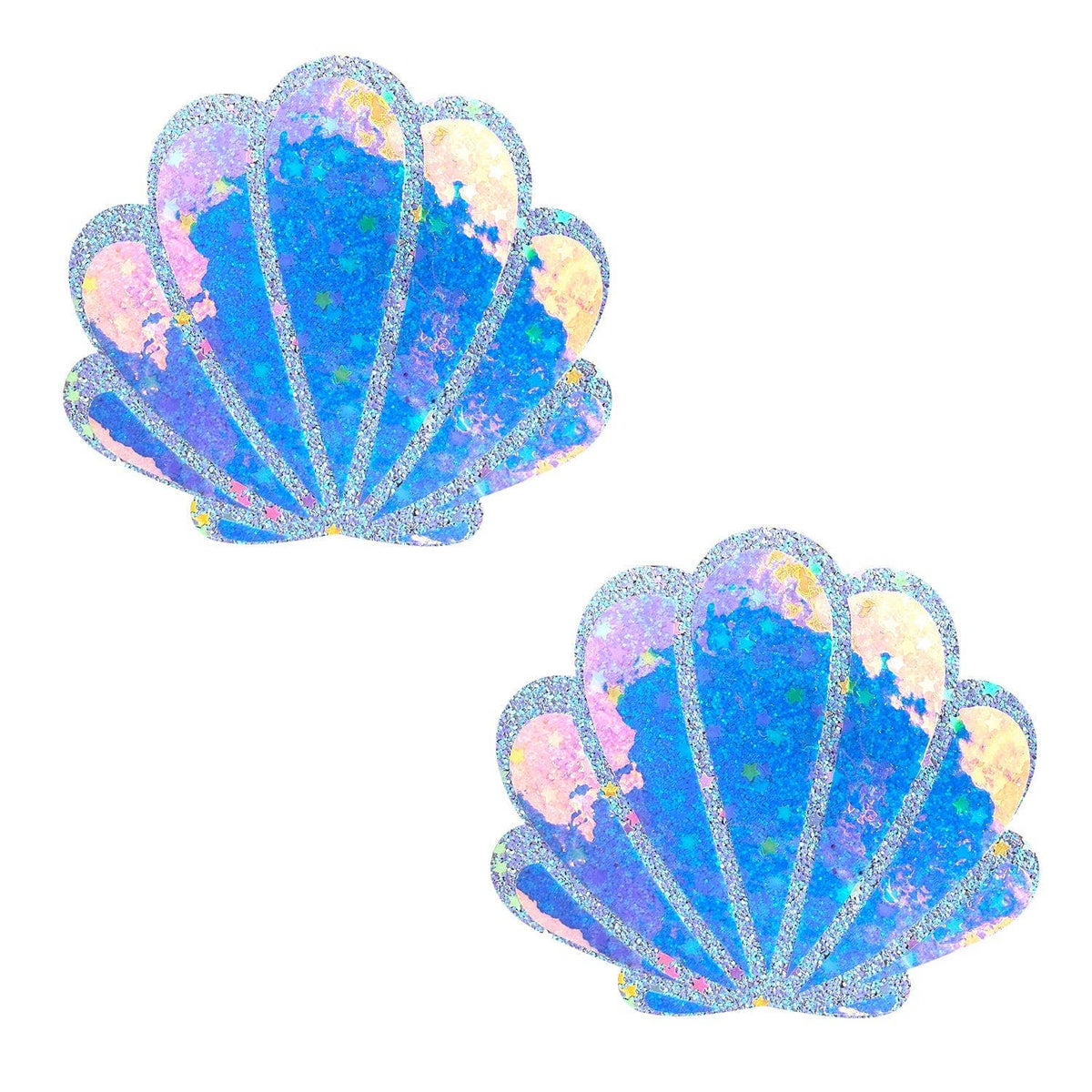Purple Cotton Candy Iridescent Blacklight  Mermaid Shell Nipple Cover Pasties