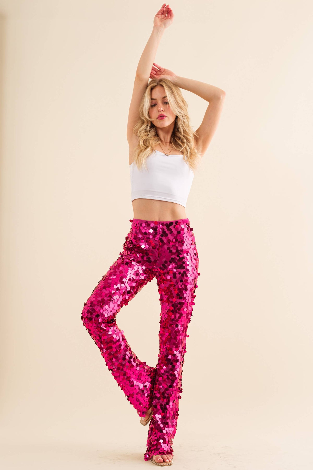 Square Disc Sequin Pants