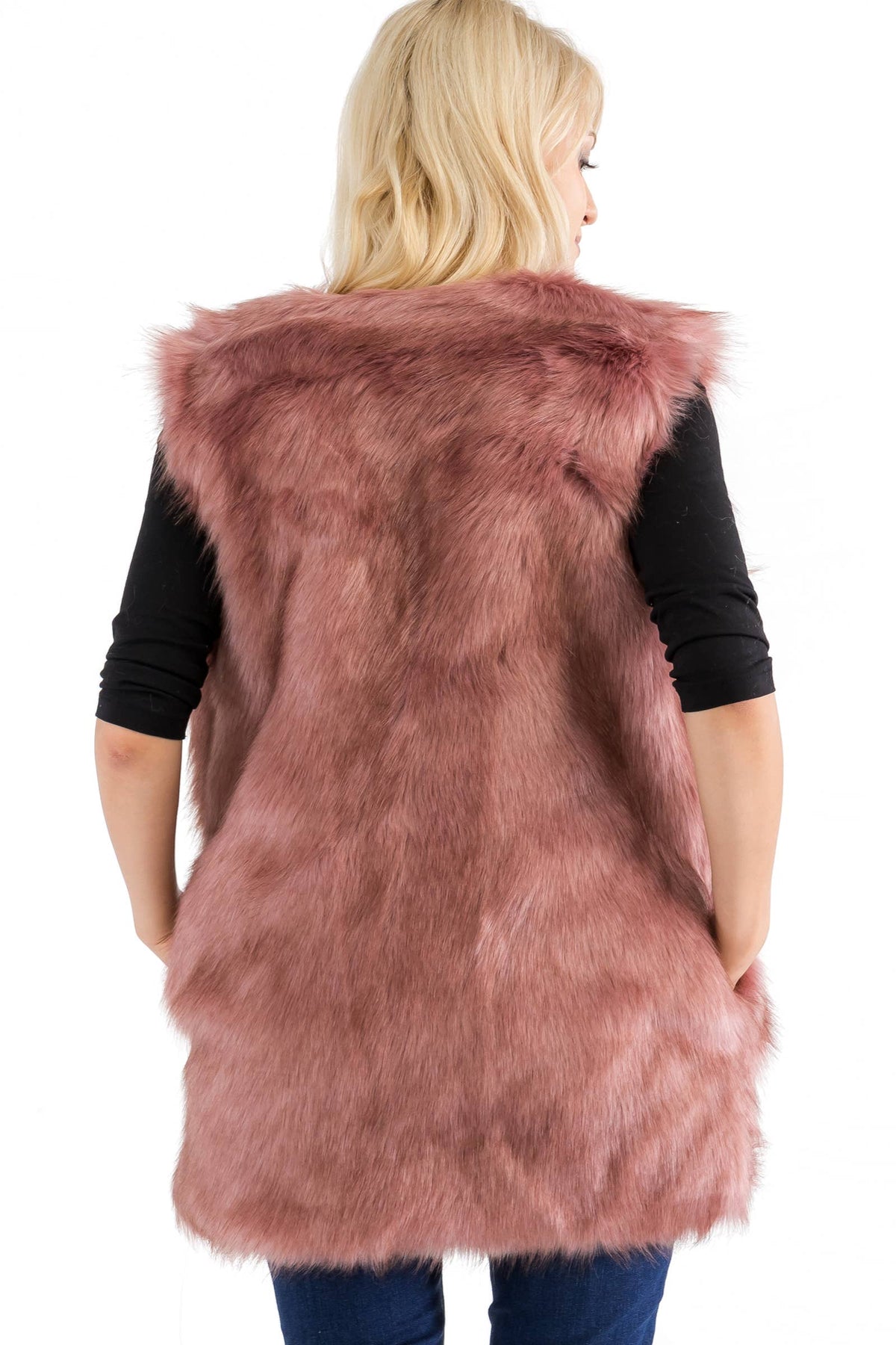Satin Lined Shaggy Faux Fur Vest
