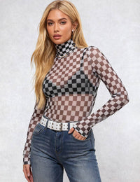 Sheer Bodysuit Grid Mesh