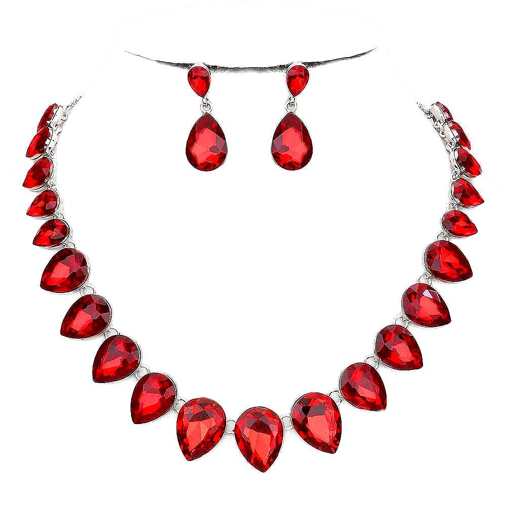 Pear Crystal Necklace Set