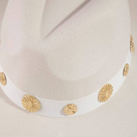 Gold Sun Concho Band Wide Brim Felt Hat