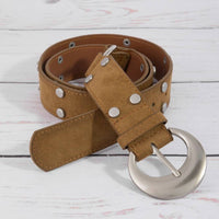 Studded Trim Vegan Leather Belt