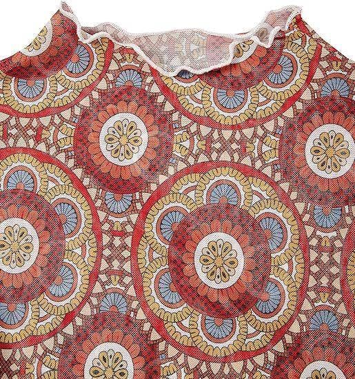 Ladies Print Flare Sleeves Mesh Top